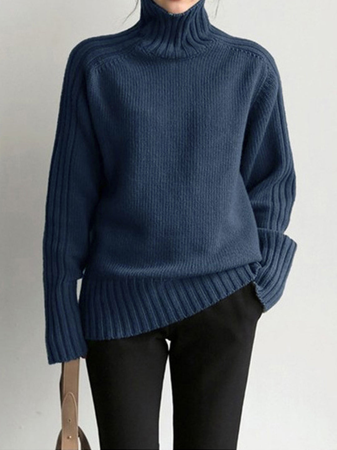 Drune | Gerippter Stehkragen Strickpullover