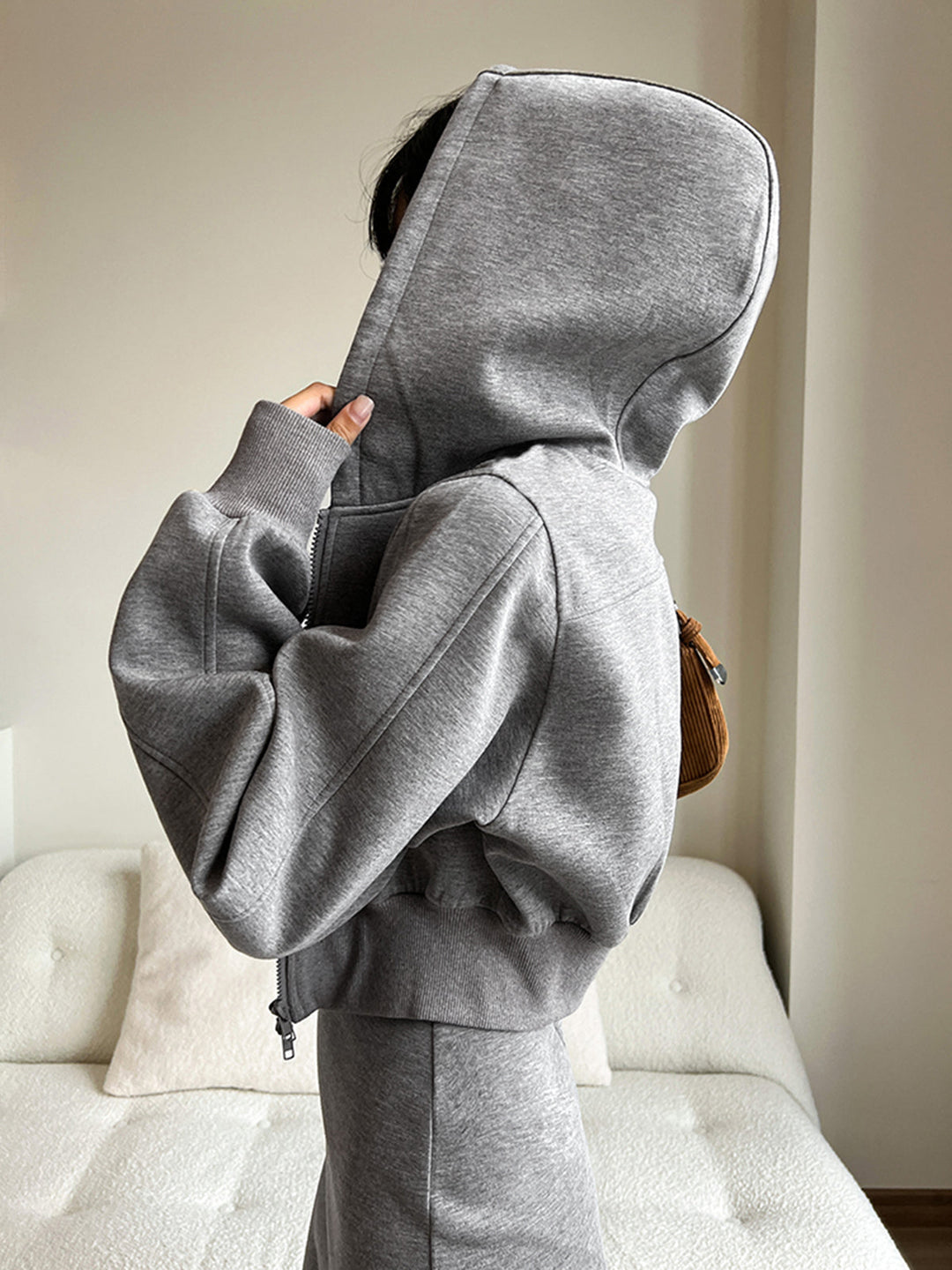 Drune | Langarm Zip Crop Hoodie