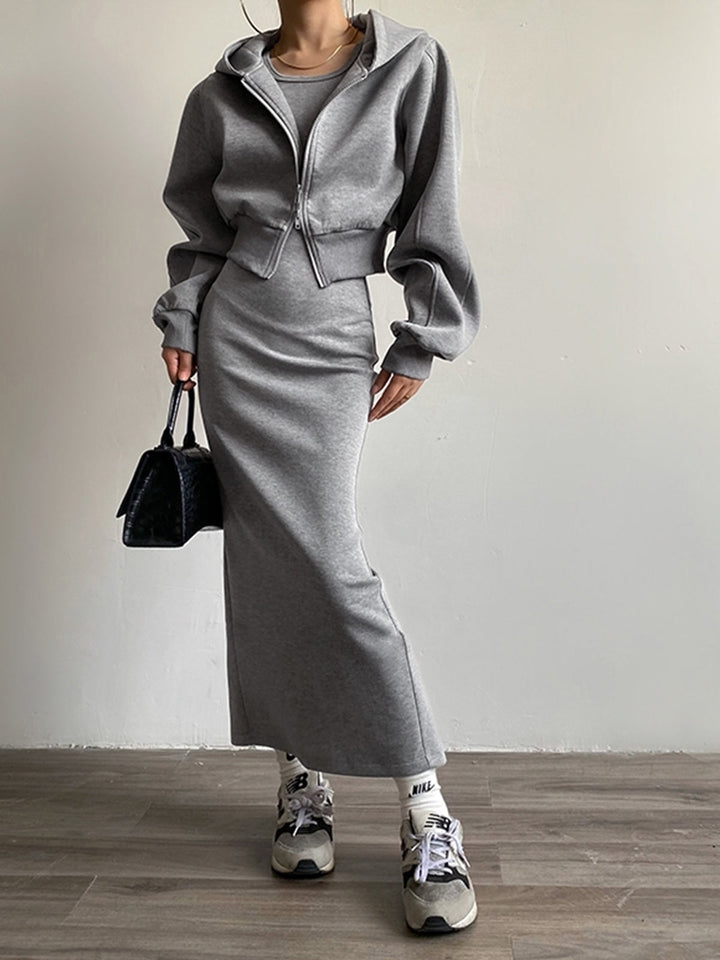 Drune | Langarm Zip Crop Hoodie