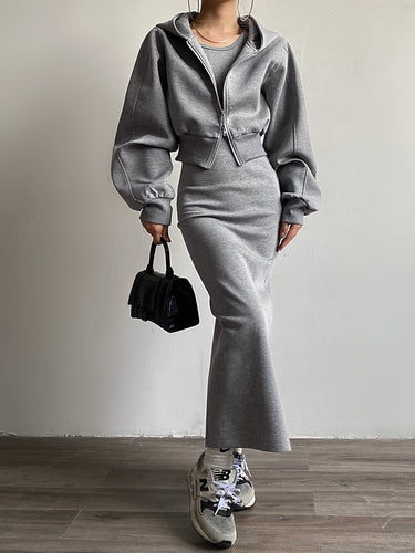 Drune | Langarm Zip Crop Hoodie