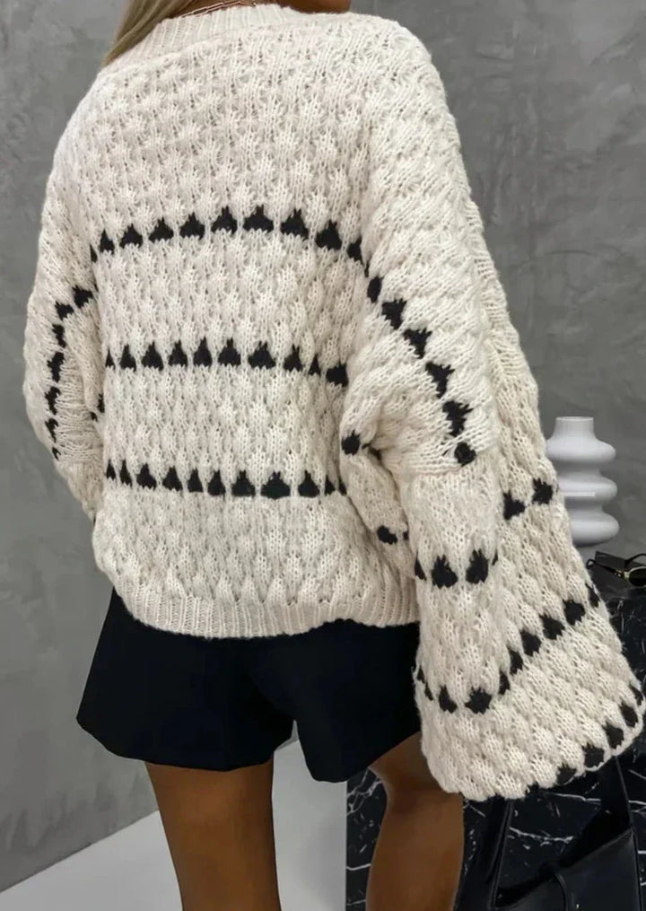 Drune | Kräftiger Strickpullover Kontrastierendes Design Warm und Zeitgemäß