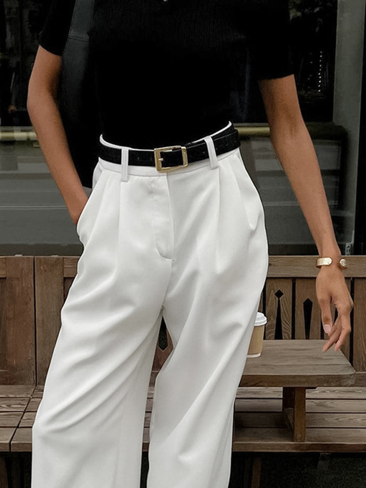 Drune | Elegante Hose mit Weitem Bein Ohne Gürtel