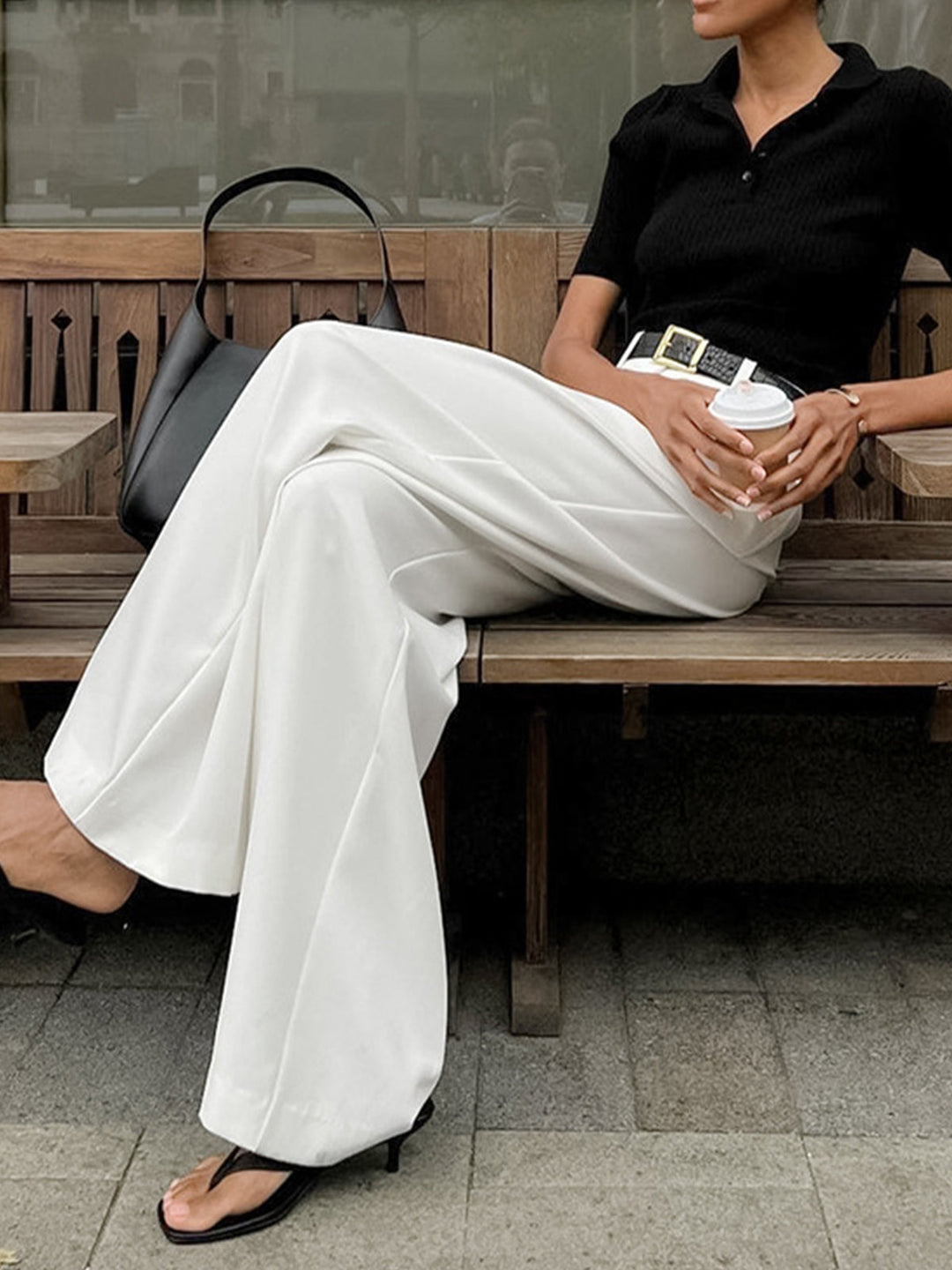 Drune | Elegante Hose mit Weitem Bein Ohne Gürtel