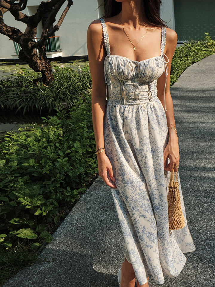 Drune | Garten Elegantes Midi Kleid mit Blumenmuster