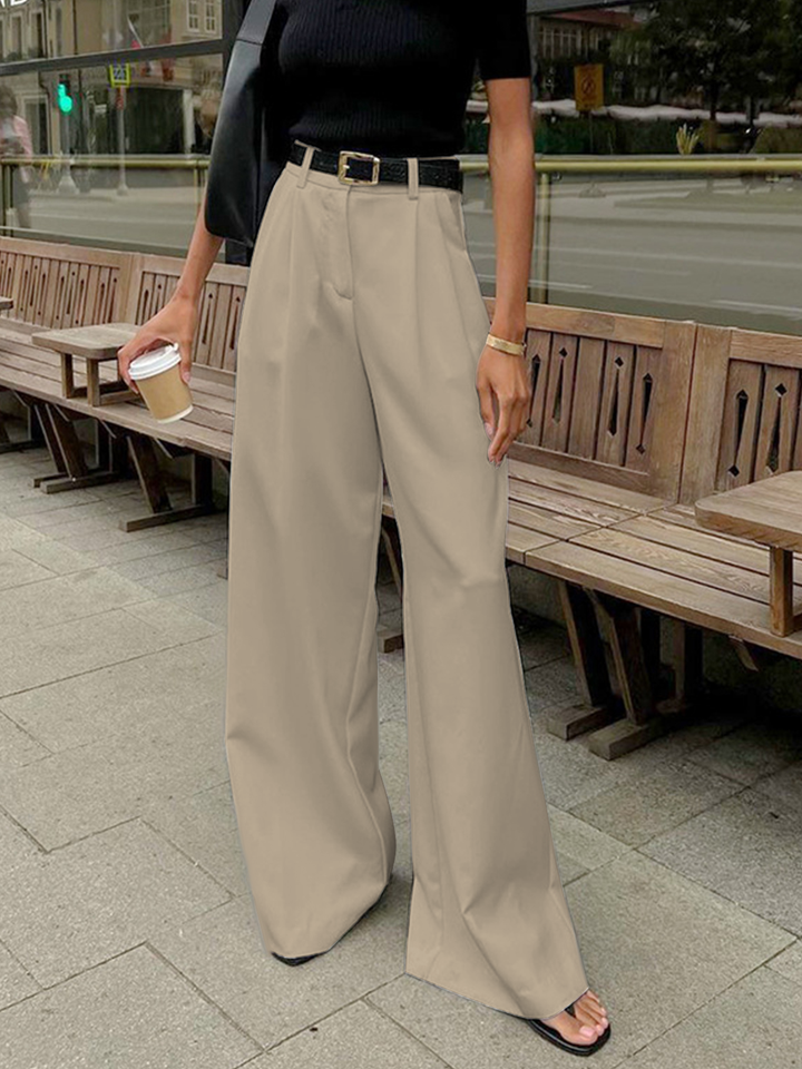 Drune | Elegante Hose mit Weitem Bein Ohne Gürtel