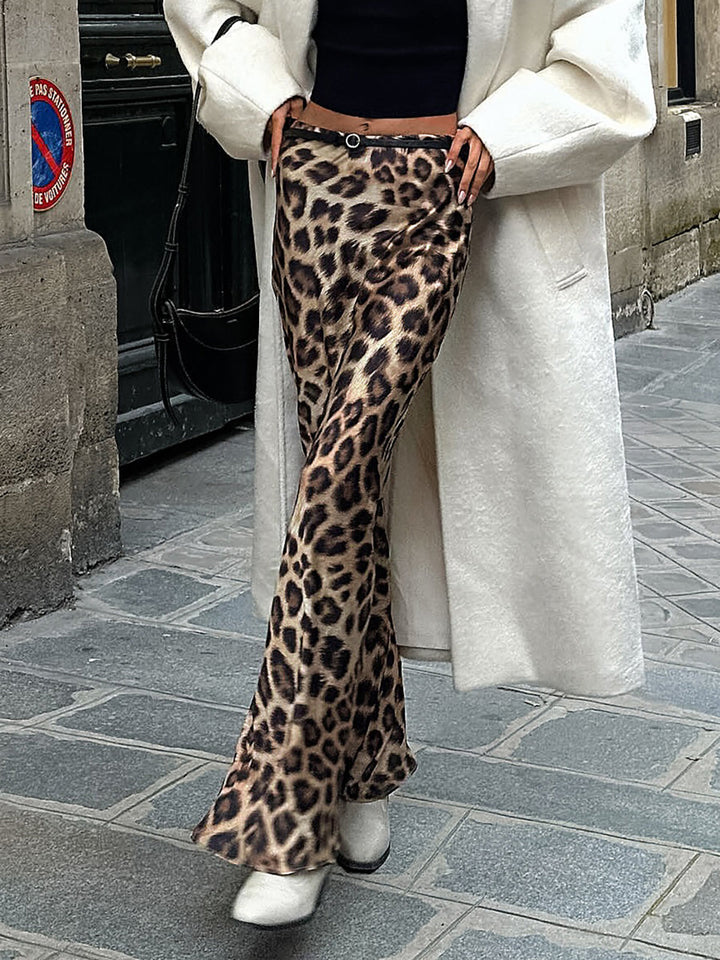 Drune | Leopardenmuster Slim Maxi Rock