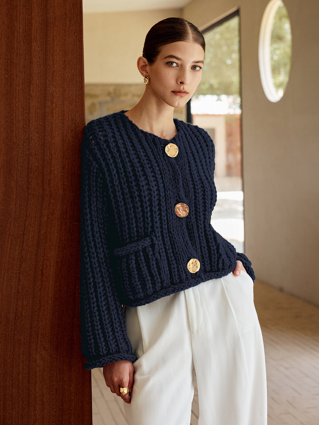 Drune | Chunky Strickcardigan Große Knöpfe Elegante und Lässige Passform