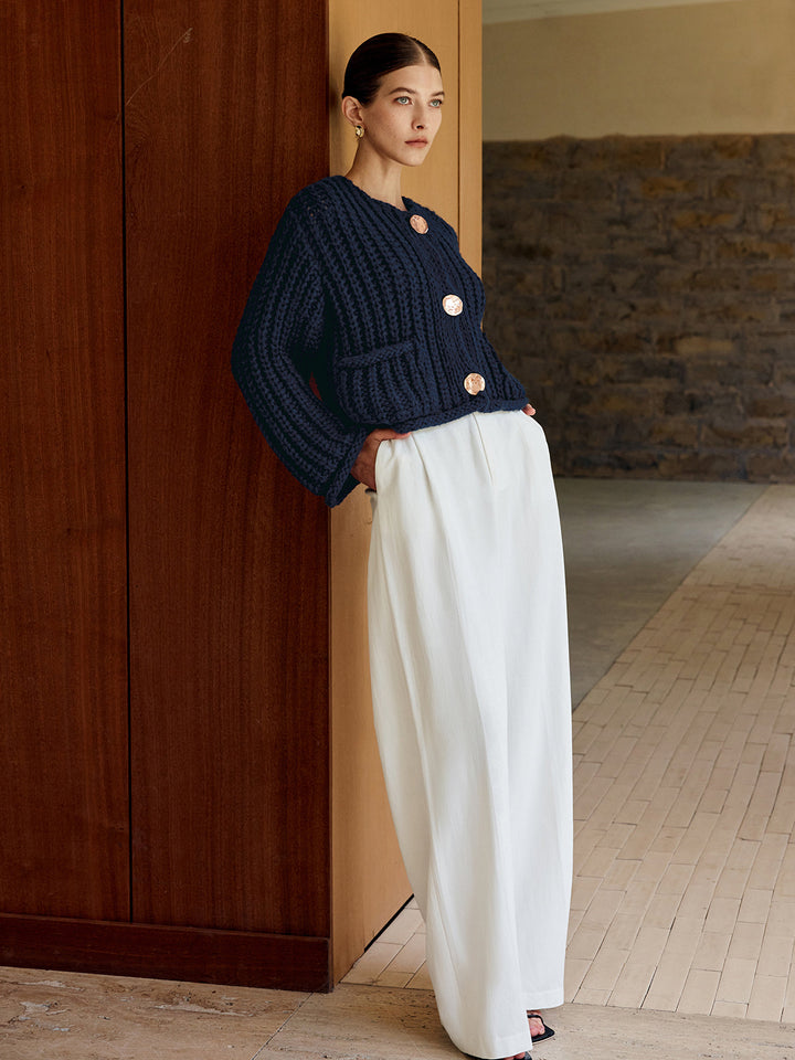 Drune | Chunky Strickcardigan Große Knöpfe Elegante und Lässige Passform