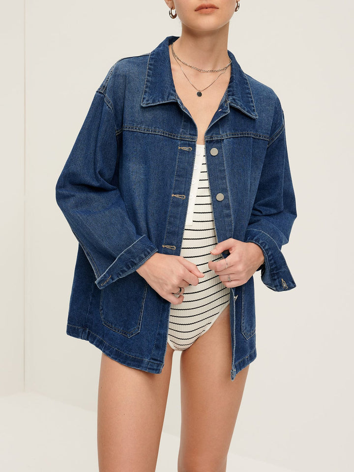 Drune | Übergröße Denim Jacke Lässig und Vielseitig