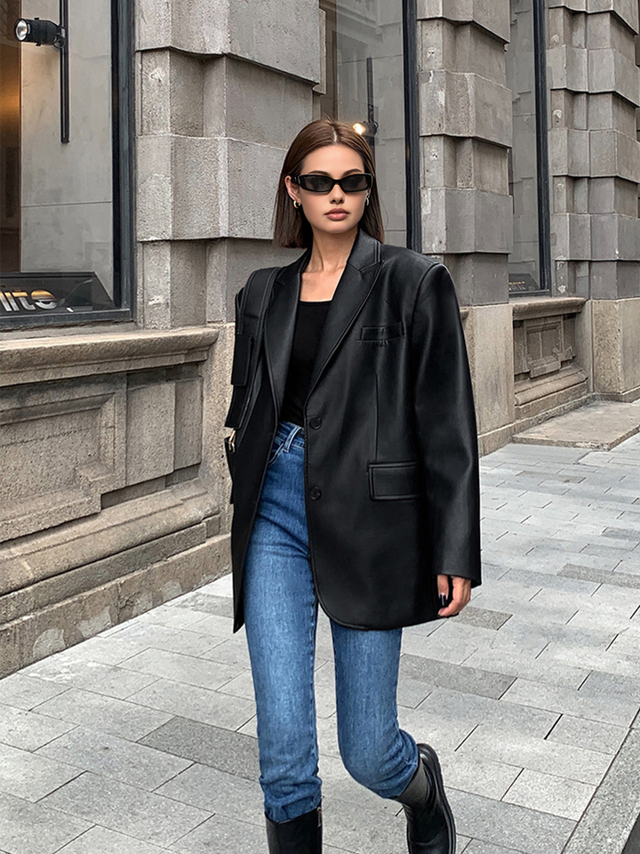 Drune | Lederlook Blazer für Damen