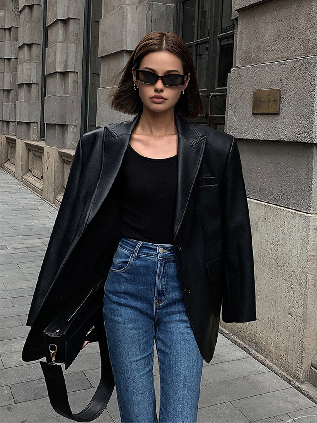 Drune | Lederlook Blazer für Damen