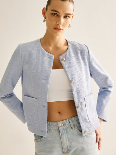 Drune | Bouclejacke mit Knöpfen Kurzer Schnitt Elegant und Strukturiert