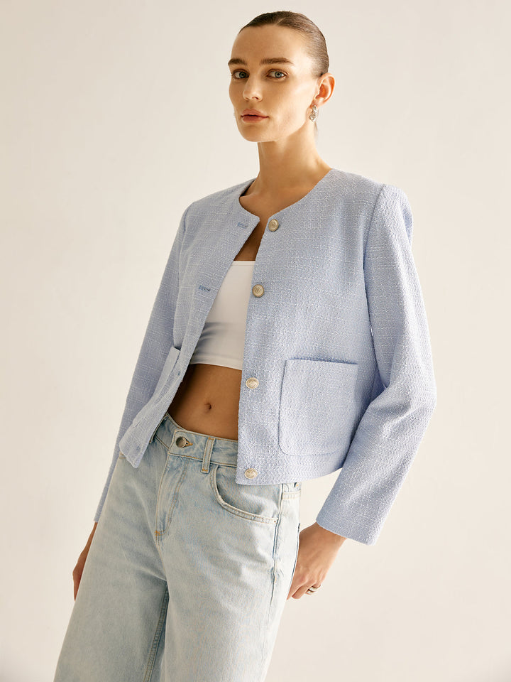Drune | Bouclejacke mit Knöpfen Kurzer Schnitt Elegant und Strukturiert
