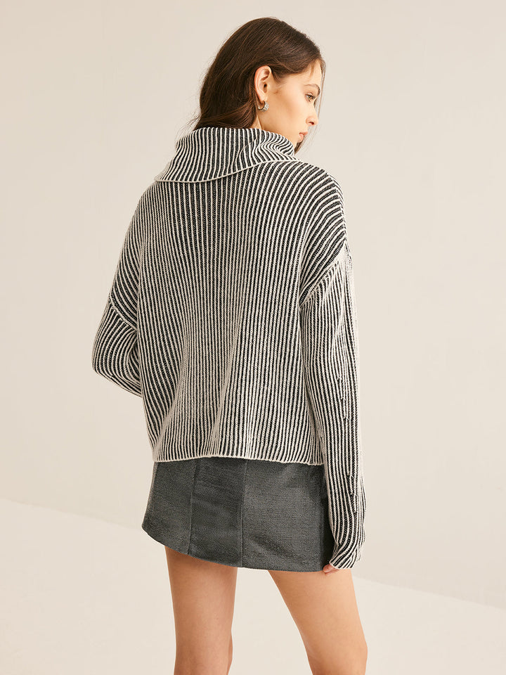 Drune | Strickpullover Gestreiftes Design und Kragen Zeitlose Mode