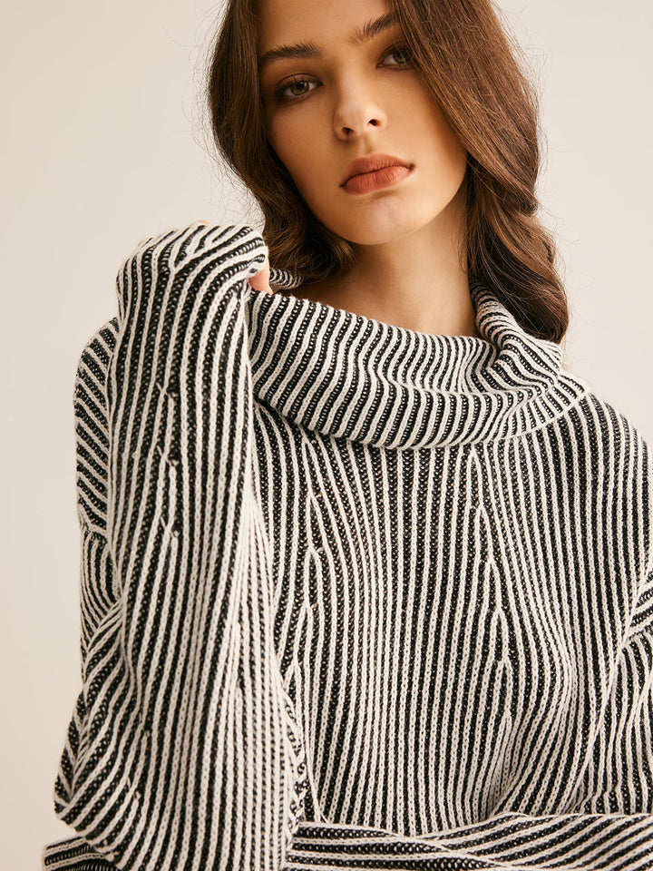 Drune | Strickpullover Gestreiftes Design und Kragen Zeitlose Mode