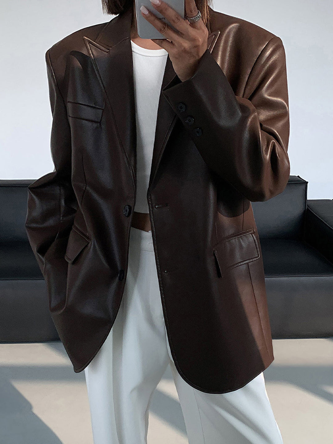 Drune | Lederlook Blazer für Damen