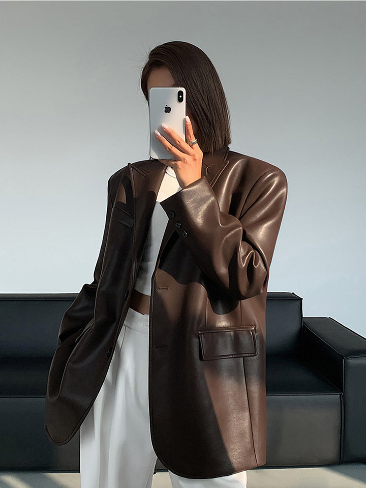 Drune | Lederlook Blazer für Damen