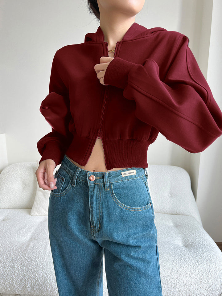 Drune | Langarm Zip Crop Hoodie