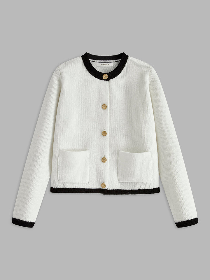 Drune | Damen-Cardigan mit Kontrastbesatz