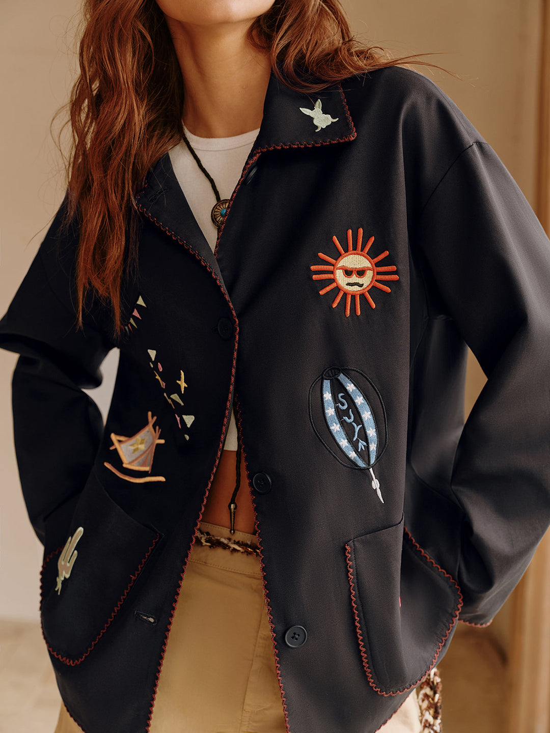 Drune | Bestickte Reversjacke