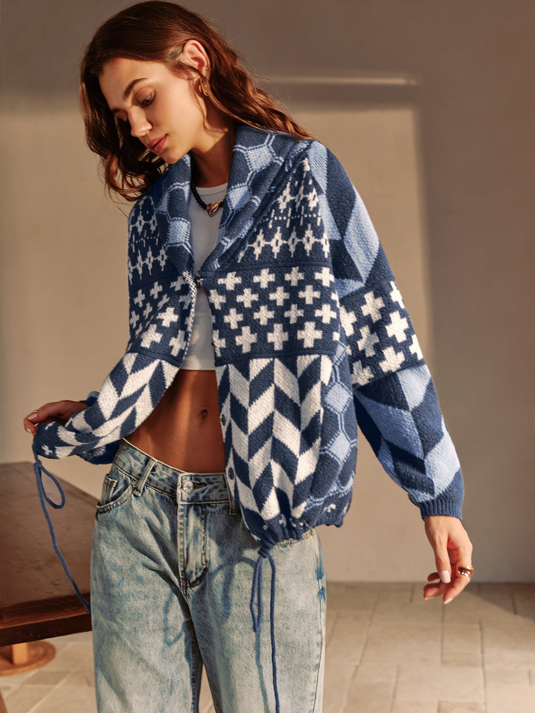 Drune | Couture Boheme Gedruckte Piping Cozy Jacke Reguläre Passform Essential