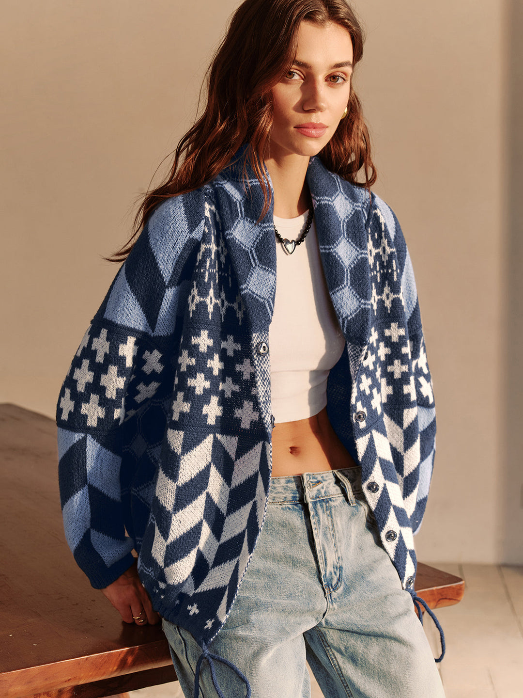 Drune | Couture Boheme Gedruckte Piping Cozy Jacke Reguläre Passform Essential