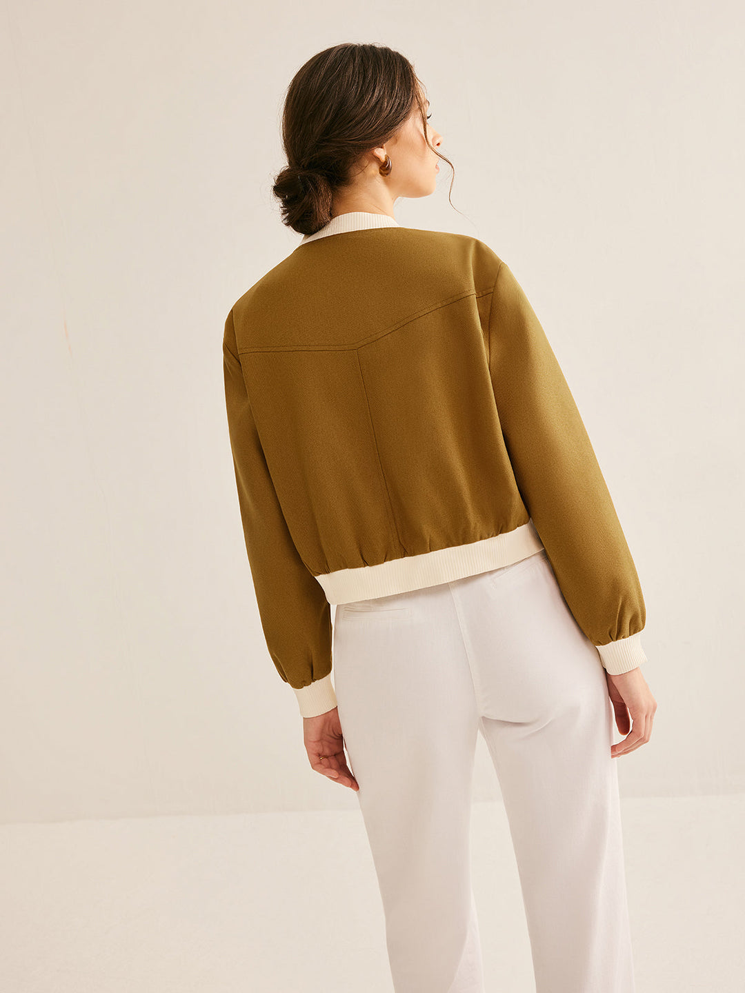 Drune | Crew Neck Kontrastbesatz Knopfjacke