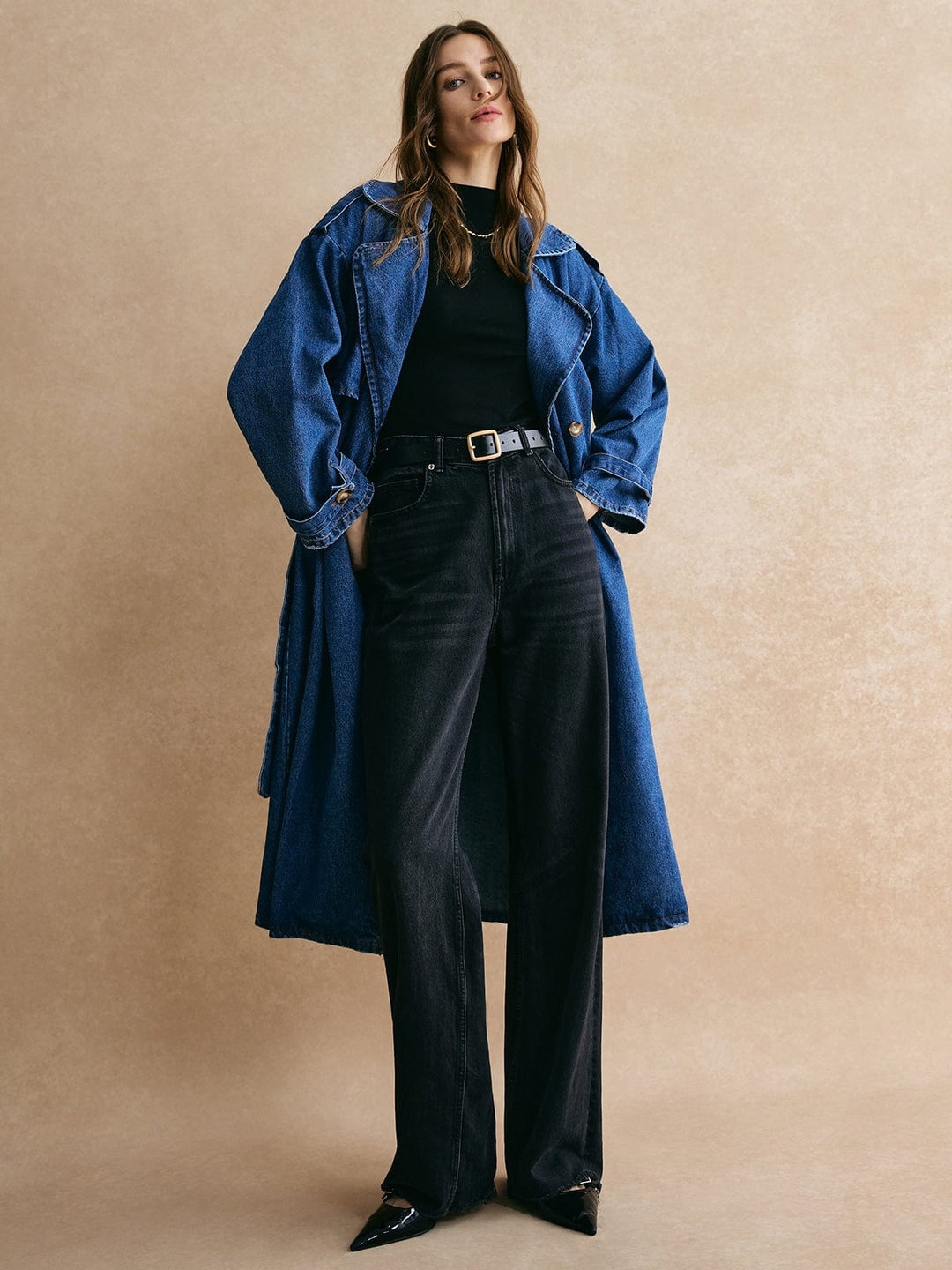 Drune | Übergröße Denim Trenchcoat Trendig, Lässig & Zeitlos