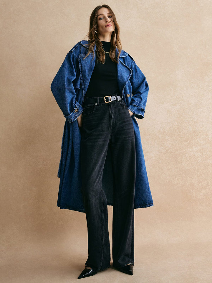 Drune | Übergröße Denim Trenchcoat Trendig, Lässig & Zeitlos
