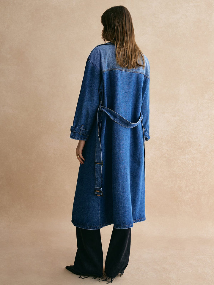 Drune | Übergröße Denim Trenchcoat Trendig, Lässig & Zeitlos