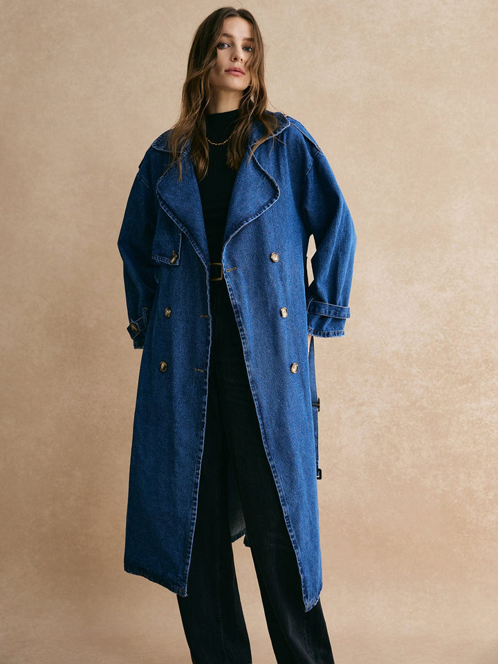 Drune | Übergröße Denim Trenchcoat Trendig, Lässig & Zeitlos