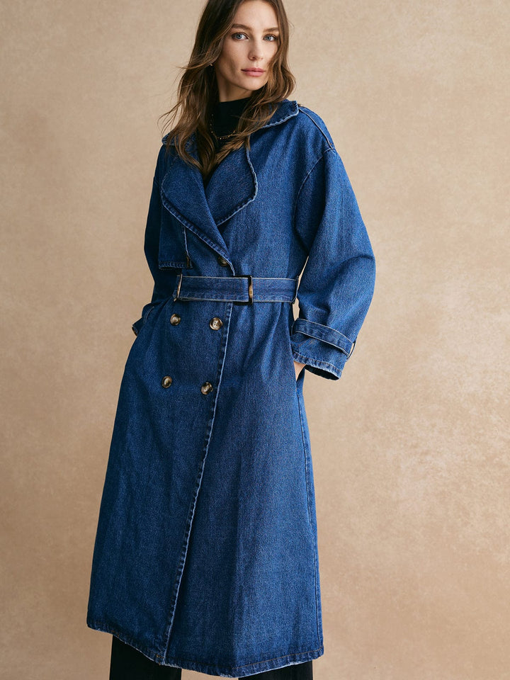 Drune | Übergröße Denim Trenchcoat Trendig, Lässig & Zeitlos