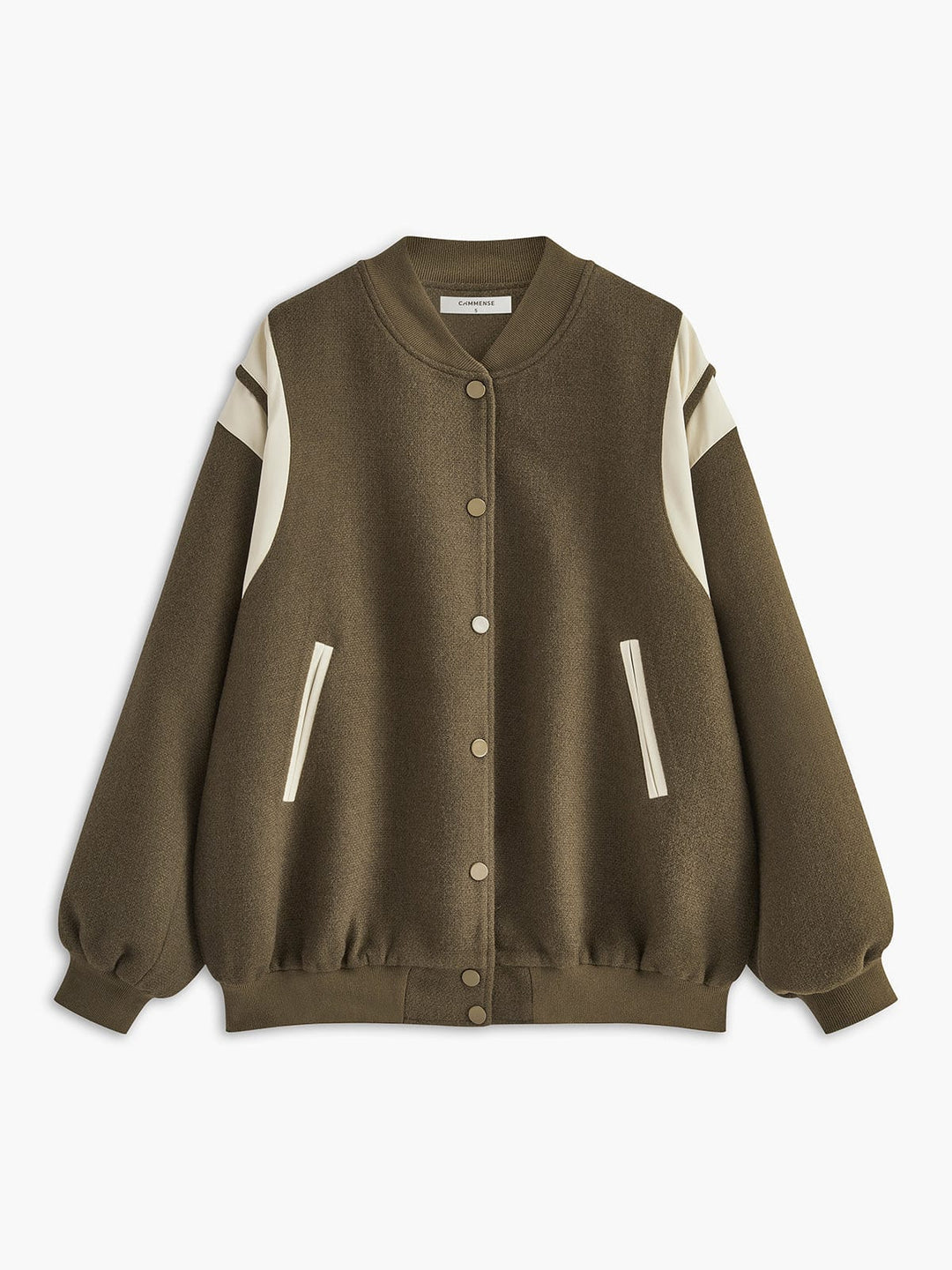 Drune | Lässige Varsity Jacke Im Retro Stil mit Gestreiften Ärmeldetails und Gerippten Bündchen