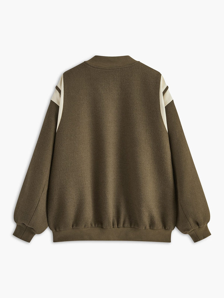 Drune | Lässige Varsity Jacke Im Retro Stil mit Gestreiften Ärmeldetails und Gerippten Bündchen