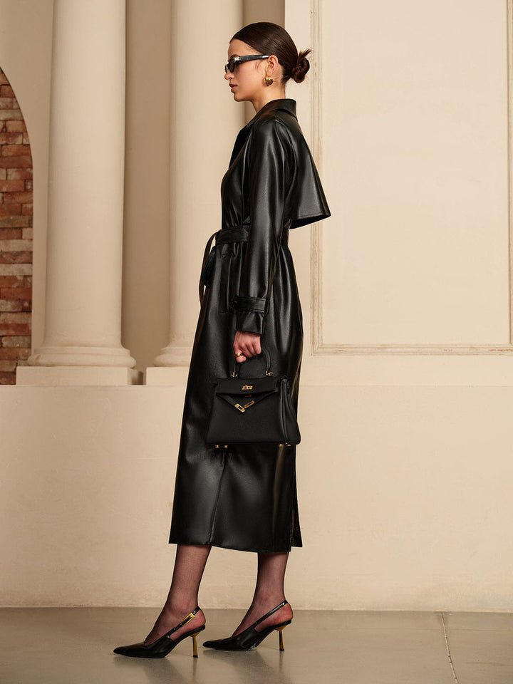 Drune | Eleganter Leder Trenchcoat Luxus Trifft Auf Zeitlose Eleganz