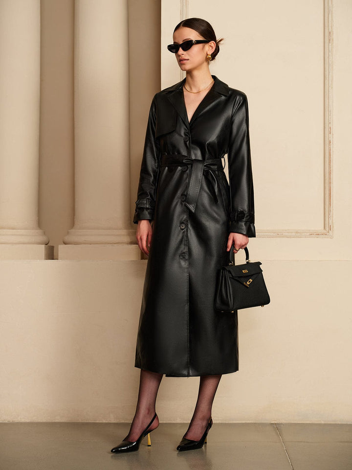 Drune | Eleganter Leder Trenchcoat Luxus Trifft Auf Zeitlose Eleganz