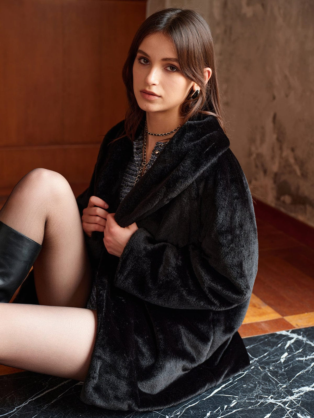 Drune | Lange Kunstfelljacke Eleganz für Den Winter