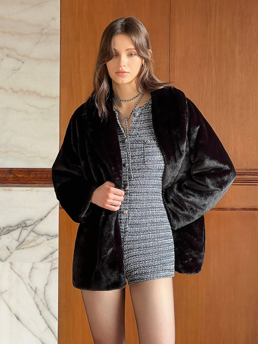 Drune | Lange Kunstfelljacke Eleganz für Den Winter