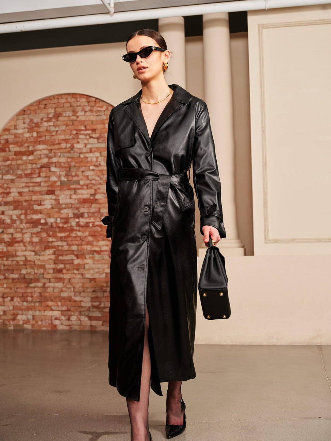Drune | Eleganter Leder Trenchcoat Luxus Trifft Auf Zeitlose Eleganz
