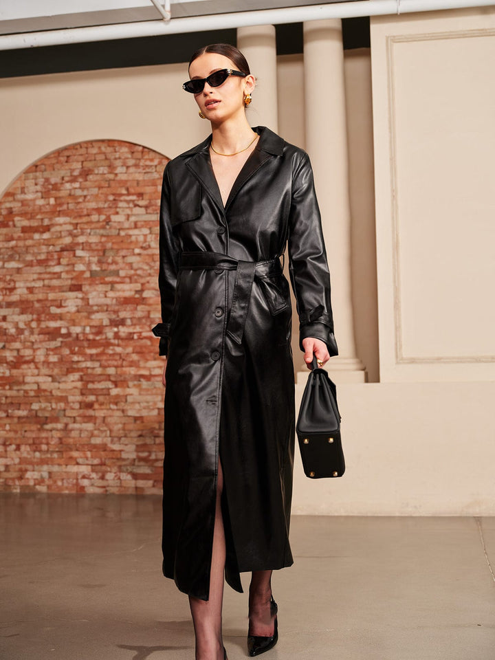 Drune | Eleganter Leder Trenchcoat Luxus Trifft Auf Zeitlose Eleganz