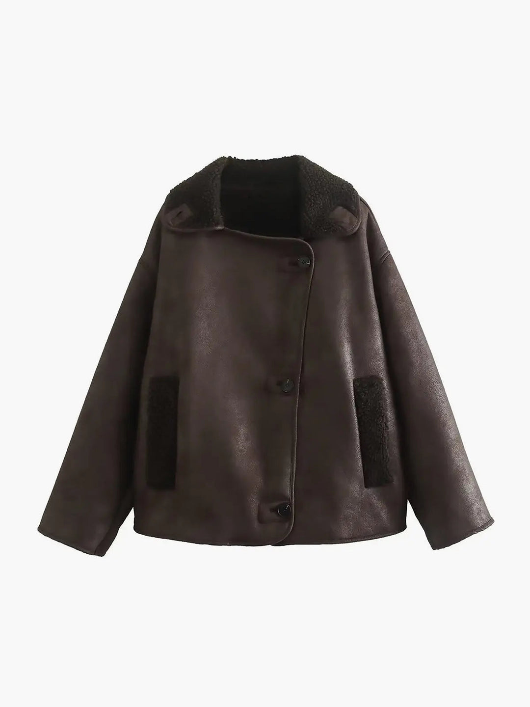 Drune | Revers Kunstleder Warme Jacke