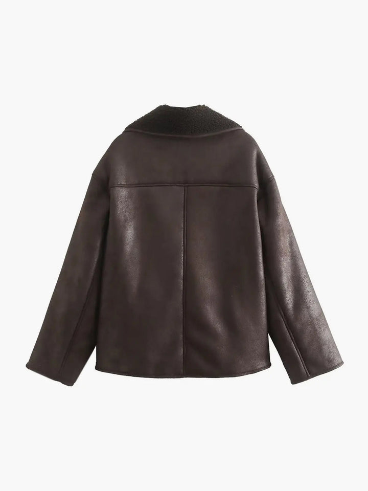 Drune | Revers Kunstleder Warme Jacke