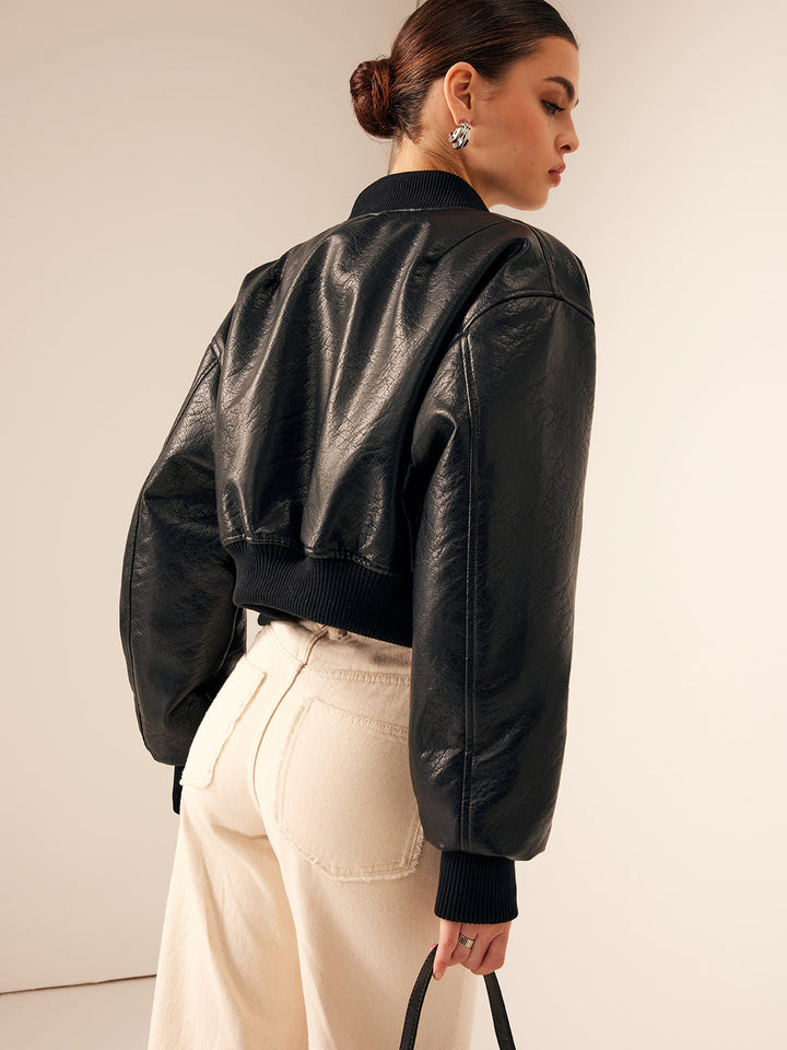 Drune | Taschen PU Leder Kurze Jacke