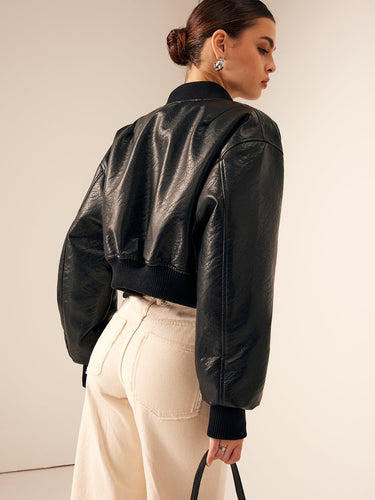 Drune | Taschen PU Leder Kurze Jacke