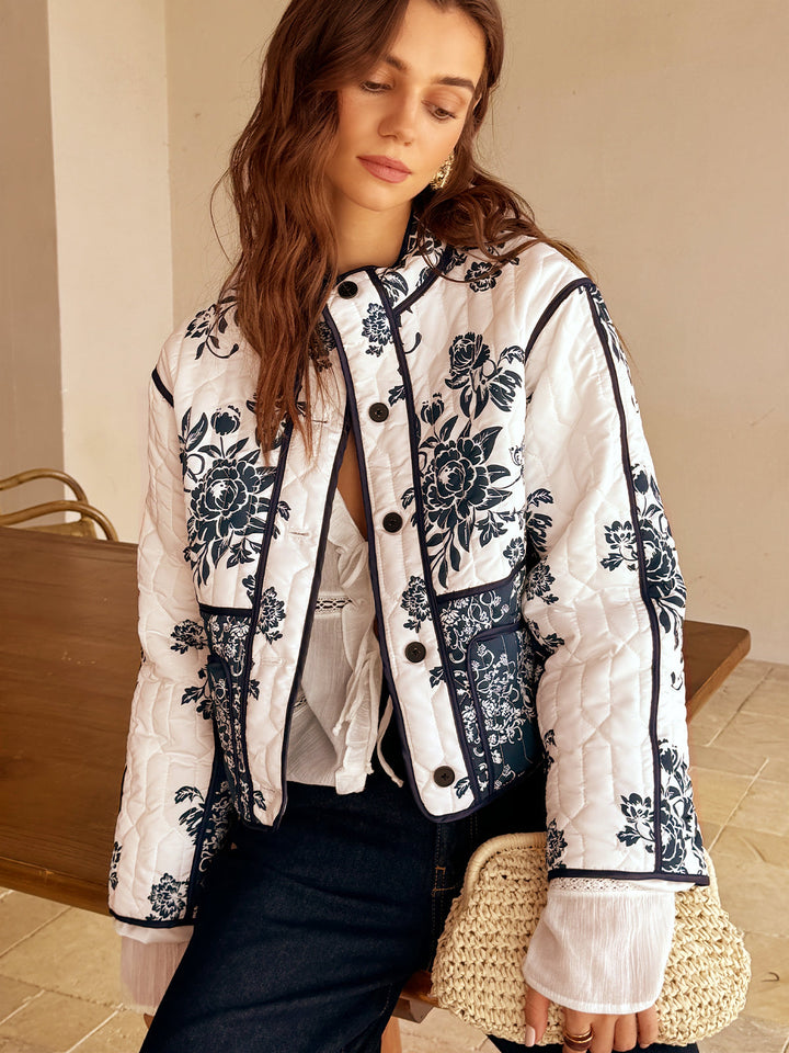 Drune | Bedruckte Piping Gemütliche Jacke