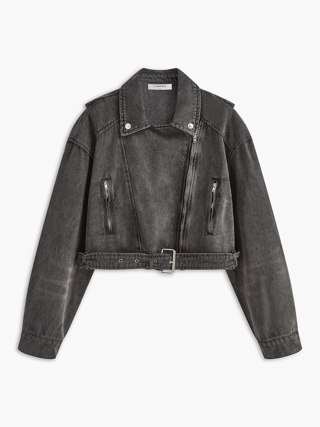 Drune | Schwarze Cropped Bikerjacke Aus Denim für Den Ultimativen Rock Chic Look