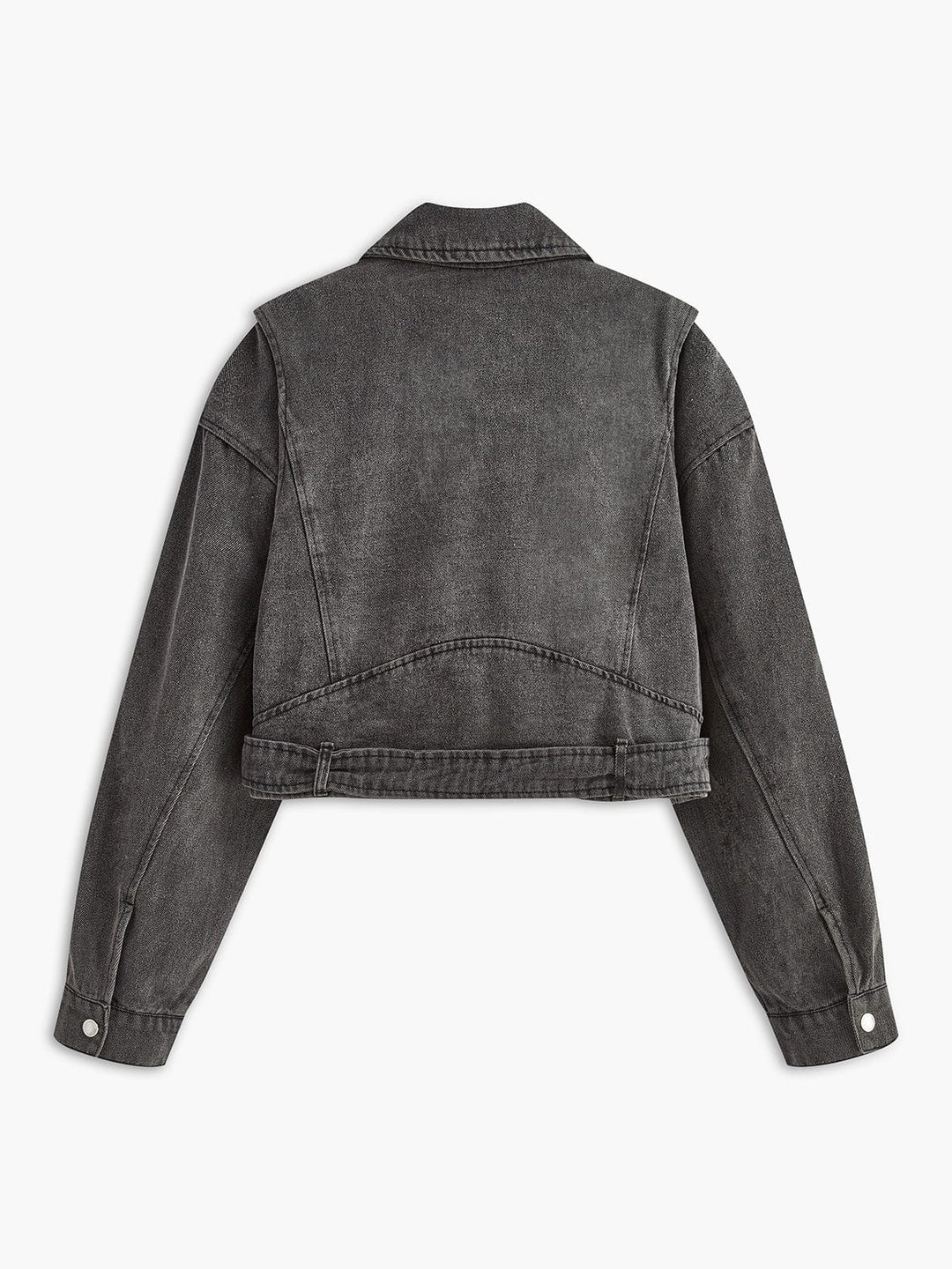 Drune | Schwarze Cropped Bikerjacke Aus Denim für Den Ultimativen Rock Chic Look