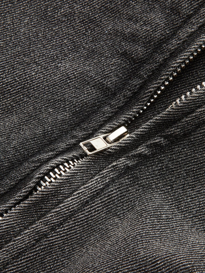 Drune | Schwarze Cropped Bikerjacke Aus Denim für Den Ultimativen Rock Chic Look