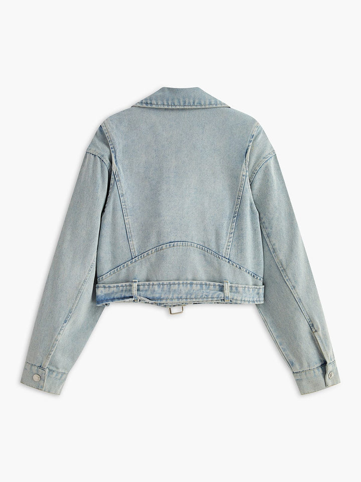 Drune | Cropped Denim Bikerjacke für Einen Rebellischen und Stilvollen Look