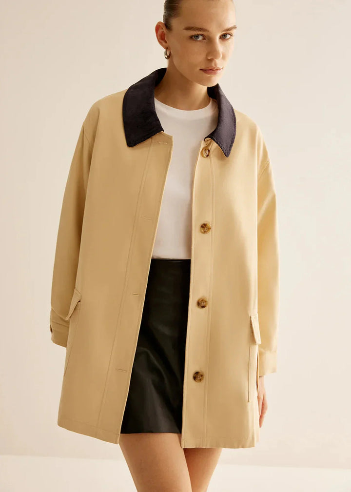 Drune | Inspirierter Kontrastkragen Baumwolljacke